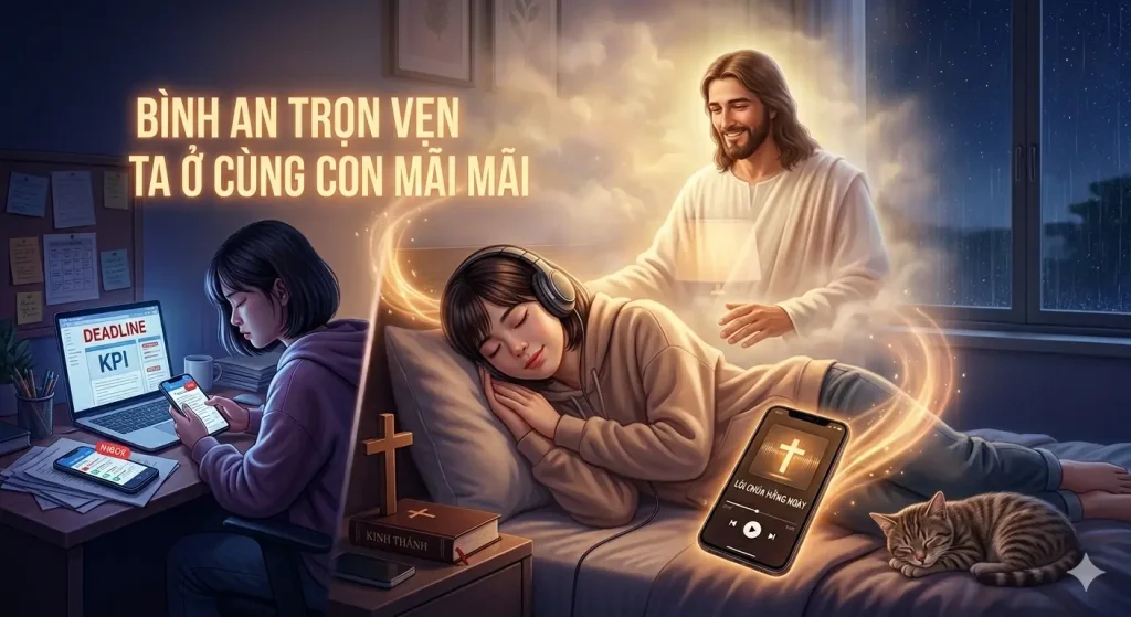 5 Phút Nghe Lời Chúa Trước Khi Ngủ – Liều Thuốc Chữa Lành Cho Người Trẻ Áp Lực 5 Phút Nghe Lời Chúa Trước Khi Ngủ – Liều Thuốc Chữa Lành Cho Người Trẻ Áp Lực