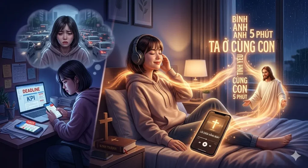 5 Phút Nghe Lời Chúa Trước Khi Ngủ – Liều Thuốc Chữa Lành Cho Người Trẻ Áp Lực 5 Phút Nghe Lời Chúa Trước Khi Ngủ – Liều Thuốc Chữa Lành Cho Người Trẻ Áp Lực