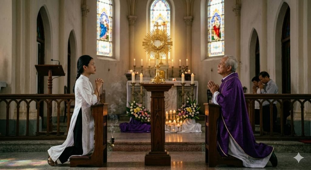 Hướng dẫn chuẩn bị tâm hồn xưng tội và chầu Thánh Thể trong Tuần Thánh Hướng dẫn chuẩn bị tâm hồn xưng tội và chầu Thánh Thể trong Tuần Thánh